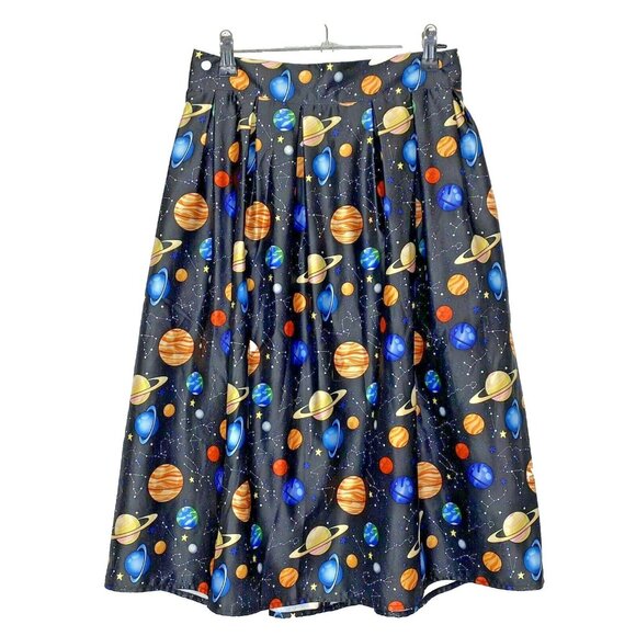 Hide & Seek Skirt Womens Size US 6 A-Line Planets Space Universe Print Pockets - Picture 1 of 5